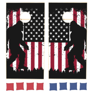 Patriotic Bigfoot and USA Flag Cornhole set