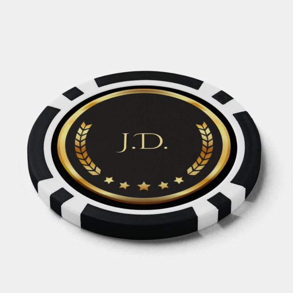 Monogrammed  Gold and Black Poker Chips - Image 2