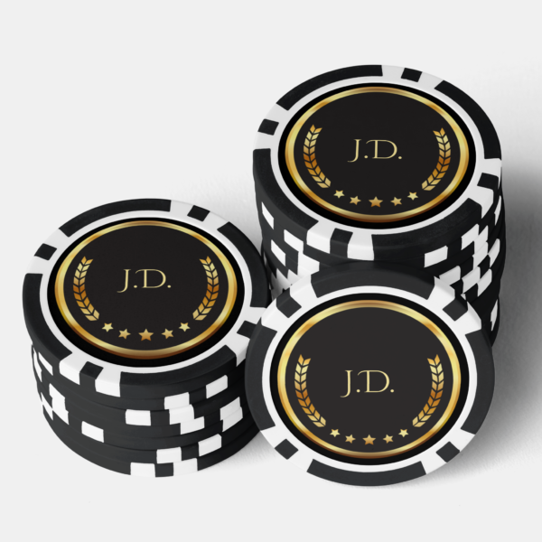 Monogrammed  Gold and Black Poker Chips - Image 3