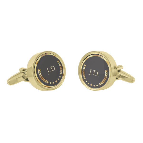 Elegant Personalized Black and Gold Cufflinks - Image 2