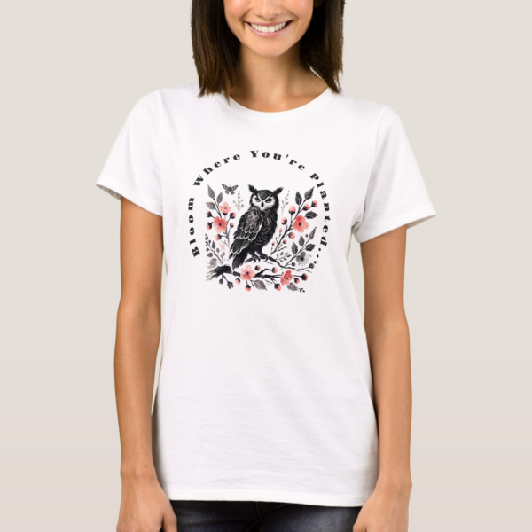 Owl on Blooming Branch T-Shirt