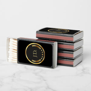 Personalized Black and Gold Matches