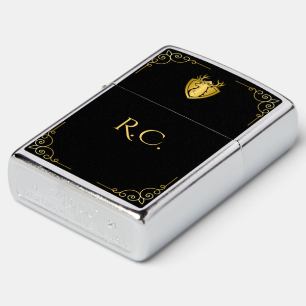 Black and Gold Stag Zippo Lighter - Image 4