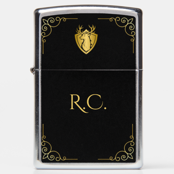 Black and Gold Stag Zippo Lighter - Image 5