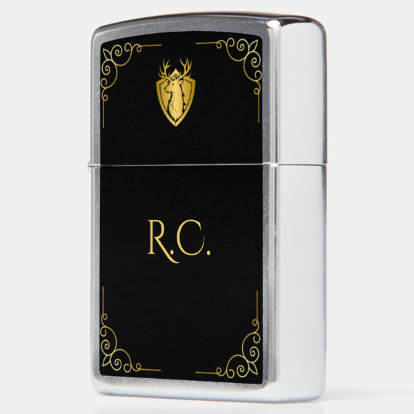 Black and Gold Stag Zippo Lighter - Image 3