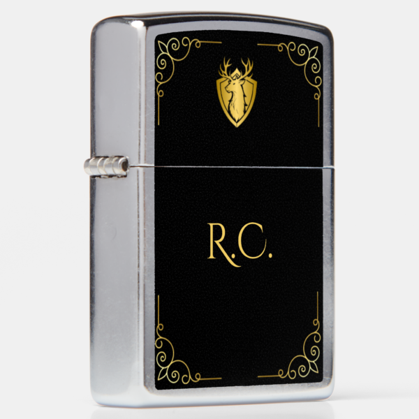 Black and Gold Stag Zippo Lighter - Image 7